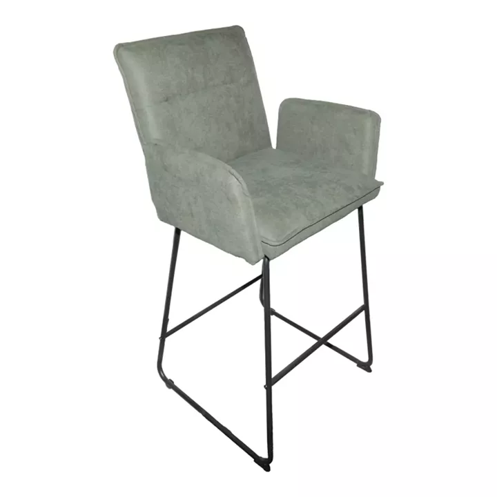 Bar stool Essential pakoworld chaki fabric-black metal leg 57x64.5x107cm