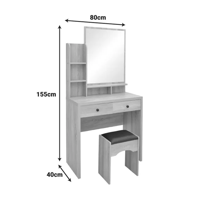Dressing table Cenzo pakoworld in natural and black color 80x40x155cm