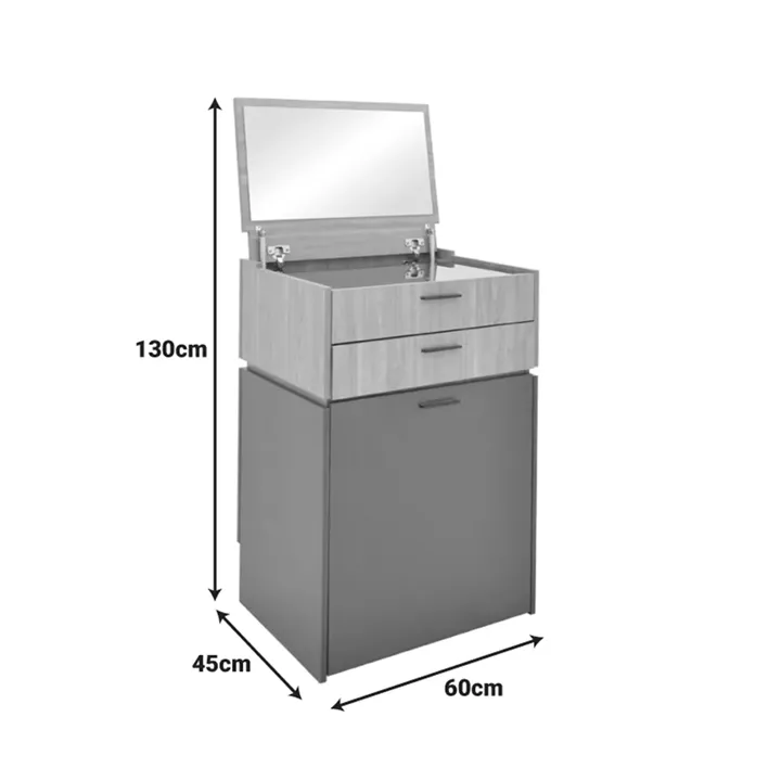 Dressing table Sonlen pakoworld in dark grey-light walnut color 60x45x122cm