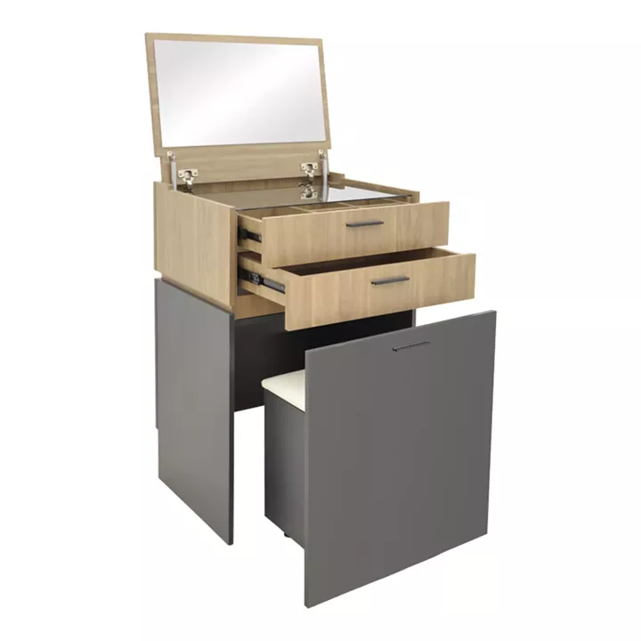 Dressing table Sonlen pakoworld in dark grey-light walnut color 60x45x122cm
