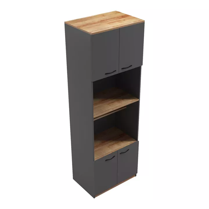 Ντουλάπα κουζίνας Rowan pakoworld σε oak-ανθρακί απόχρωση 60x42x182εκ