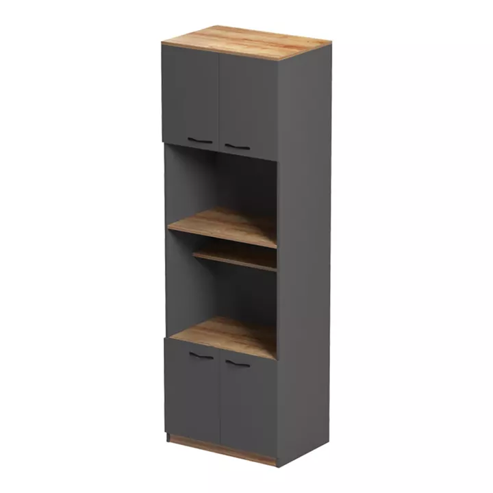 Ντουλάπα κουζίνας Rowan pakoworld σε oak-ανθρακί απόχρωση 60x42x182εκ