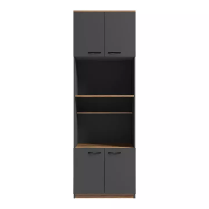 Ντουλάπα κουζίνας Rowan pakoworld σε oak-ανθρακί απόχρωση 60x42x182εκ