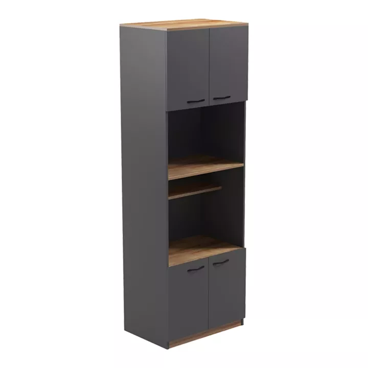 Ντουλάπα κουζίνας Rowan pakoworld σε oak-ανθρακί απόχρωση 60x42x182εκ