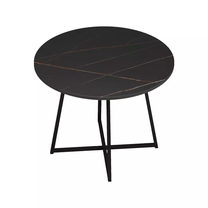 Sarah I table pakoworld in black marble with black metal legs D100x76cm