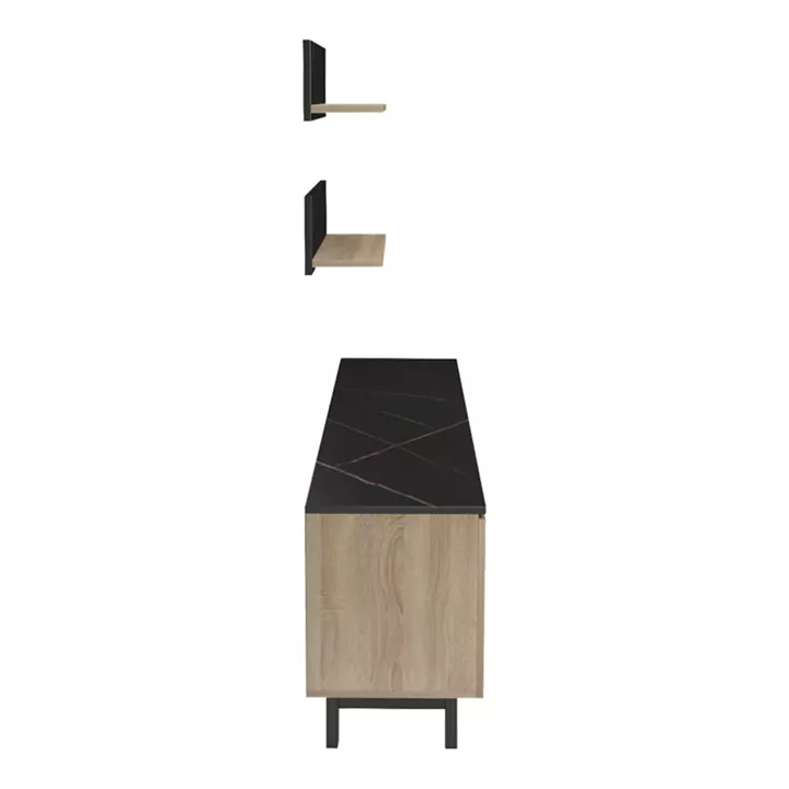 Kasia pakoworld living room set in black marble-sonoma shade 180x35x48.5cm