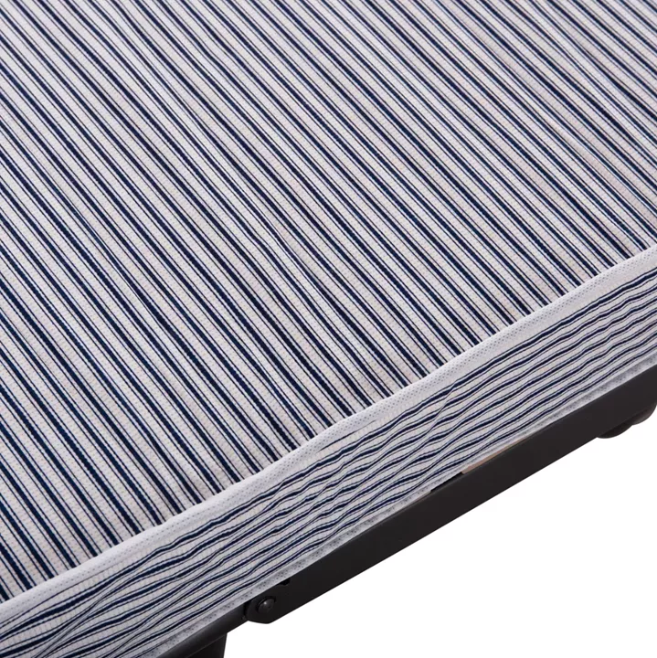 FOLDABLE BED NOBLE ΗΜ393.01 METALLIC WITH WHEELS & MATTRESS IN BLUE-WHITE 80x182x37.5Hcm.