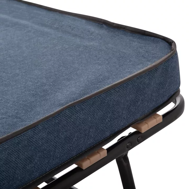 FOLDABLE BED NOBLE HM393.02 METALLIC WITH WHEELS & MATTRESS 9cm IN GREY 80x182x37.5Hcm.