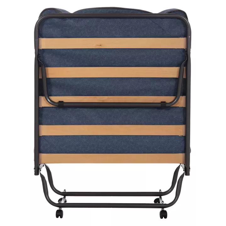 FOLDABLE BED NOBLE HM393.02 METALLIC WITH WHEELS & MATTRESS 9cm IN GREY 80x182x37.5Hcm.