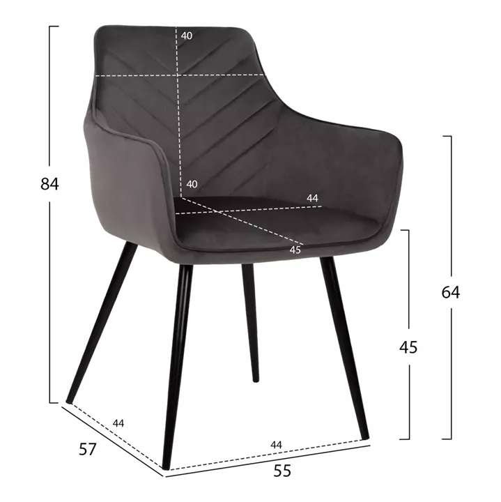 DINING SET 7PCS RAVEN HM21070.03 CERAMIC TOP--4 CHAIRS & 2 ARMCHAIRS GREY