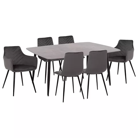 ΣΕΤ ΤΡΑΠΕΖΑΡΙΑΣ 7ΤΜΧ RAVEN HM21070.03 ΚΕΡΑΜΙΚΟ TOP--4 ΚΑΡΕΚΛΕΣ & 2 ΠΟΛΥΘΡΟΝΕΣ ΓΚΡΙ