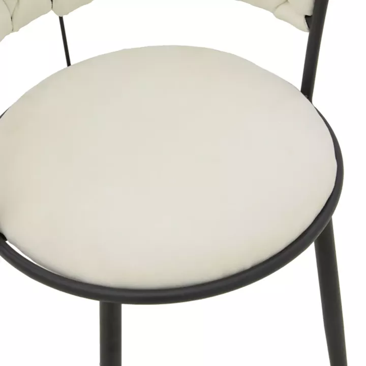 Alkia I pakoworld armchair fabric in ecru shade - black metal leg 57x58.5x72cm