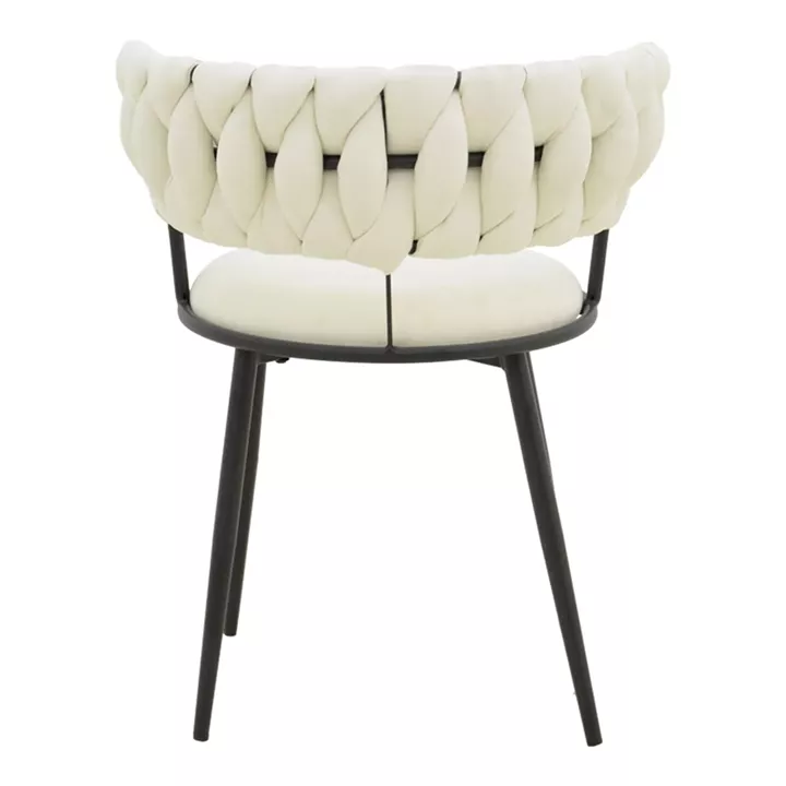 Alkia I pakoworld armchair fabric in ecru shade - black metal leg 57x58.5x72cm