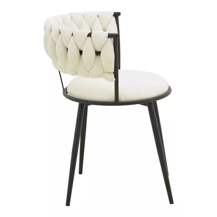 Alkia I pakoworld armchair fabric in ecru shade - black metal leg 57x58.5x72cm