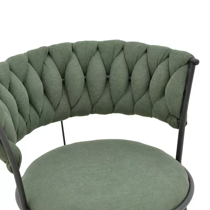 Alkia I pakoworld armchair fabric in chaki shade - black metal leg 57x58.5x72cm