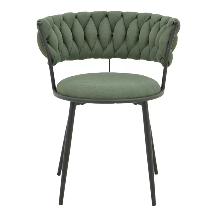 Alkia I pakoworld armchair fabric in chaki shade - black metal leg 57x58.5x72cm