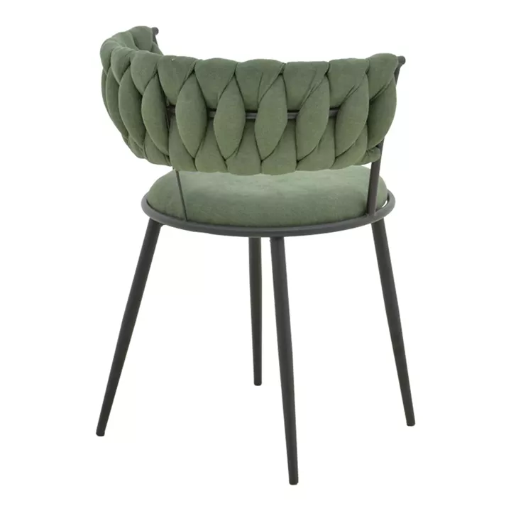 Alkia I pakoworld armchair fabric in chaki shade - black metal leg 57x58.5x72cm
