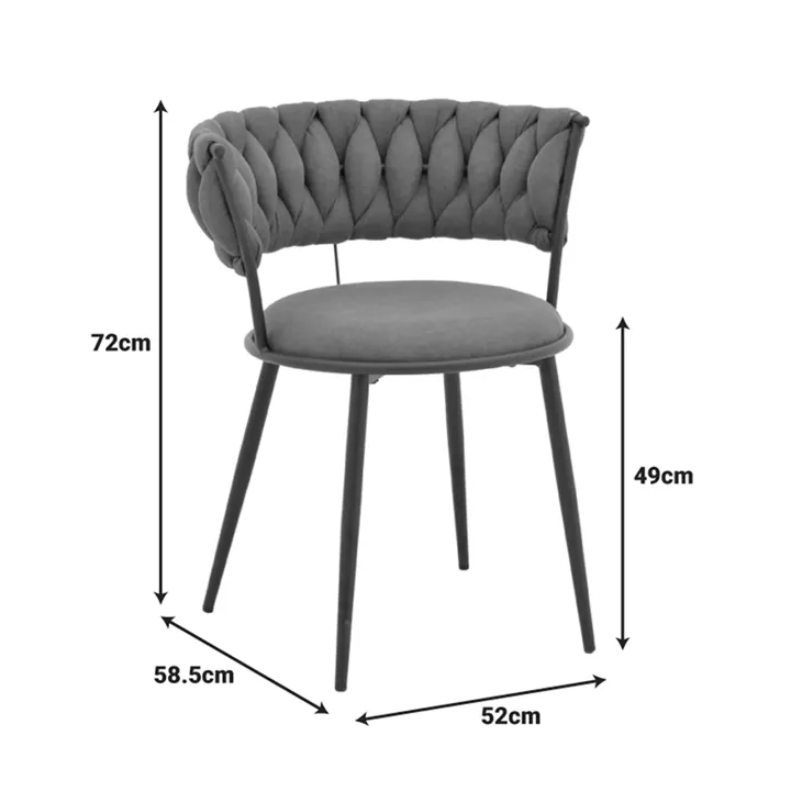 Alkia I pakoworld armchair fabric in yellow shade - black metal leg 57x58.5x72cm