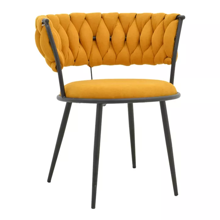 Alkia I pakoworld armchair fabric in yellow shade - black metal leg 57x58.5x72cm