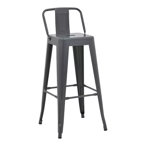 Bar stool with backrest Utopia pakoworld metal anthracite 42x42x97cm