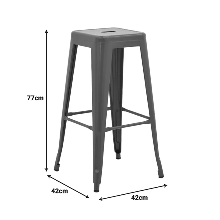 Bar stool Utopia pakoworld metal in anthracite color 42x42x76cm