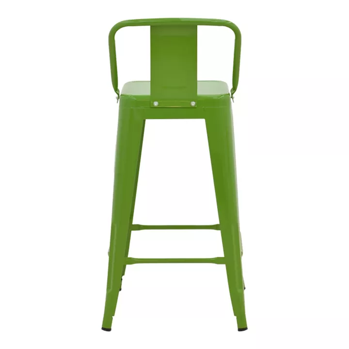 Mid-height Bar stool with backrest Utopia pakoworld metal in green color 42x42x86cm