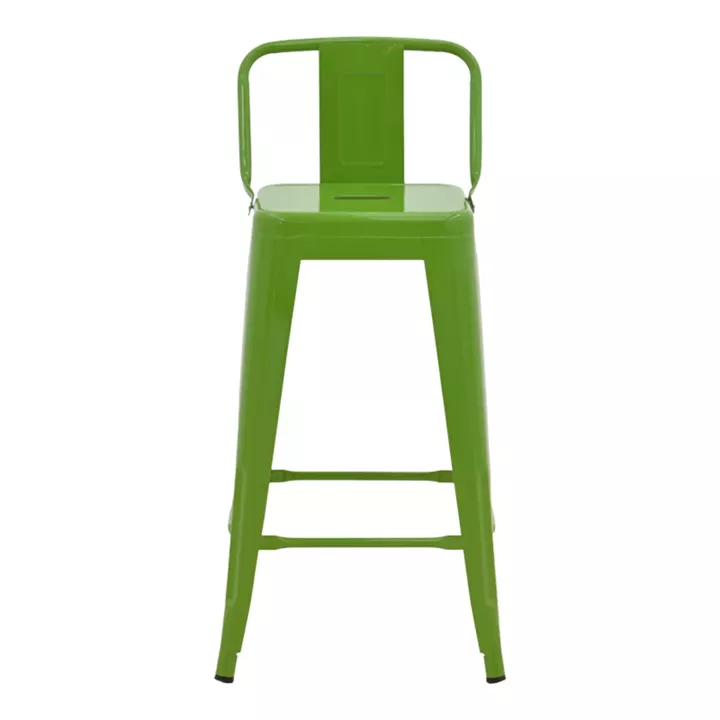 Mid-height Bar stool with backrest Utopia pakoworld metal in green color 42x42x86cm
