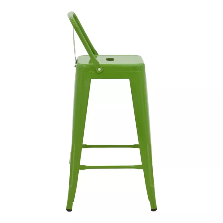 Mid-height Bar stool with backrest Utopia pakoworld metal in green color 42x42x86cm