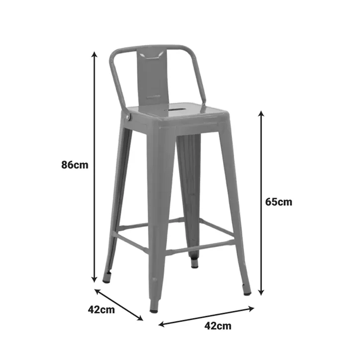 Mid-height Bar stool with backrest Utopia pakoworld metal in green color 42x42x86cm