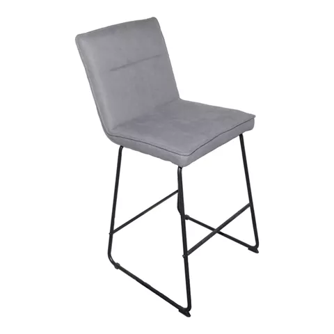 Bar stool Essential pakoworld grey fabric-black metal leg 53x64.5x107cm