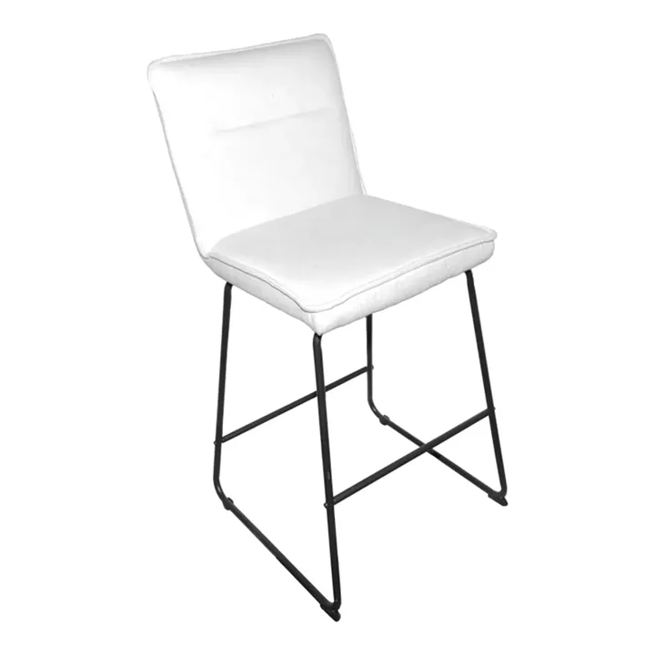 Bar stool Essential pakoworld beige fabric-black metal leg 53x64.5x107cm
