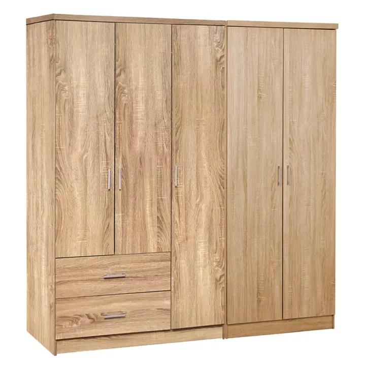 WARDROBE 5-LEAF CAESAR HM21234.02 MELAMINE IN SONAMA COLOR 150x42.5x181Hcm.