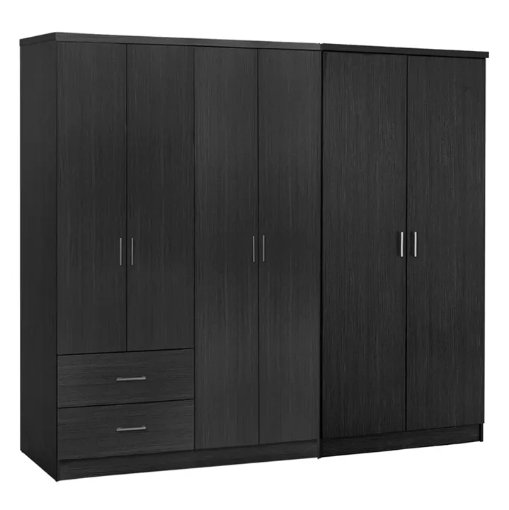 WARDROBE 6-LEAF BLAKELY HM21235.01 MELAMINE IN ZEBRANO COLOR 201x43x181Hcm.