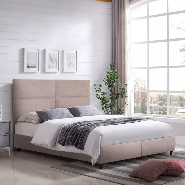 BED WITH STORAGE SPACE MILO HM738.22 BEIGE BOUCLE FABRIC FOR MATTRESS 140x200cm