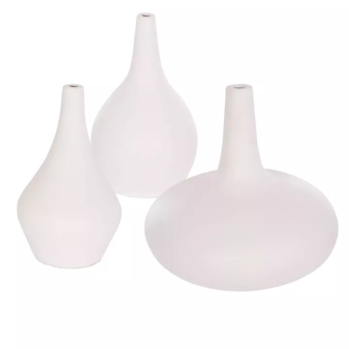 SET OF 3 TABLE DECORATIVE VASES DENI HM21141 FIBER CEMENT IN WHITE
