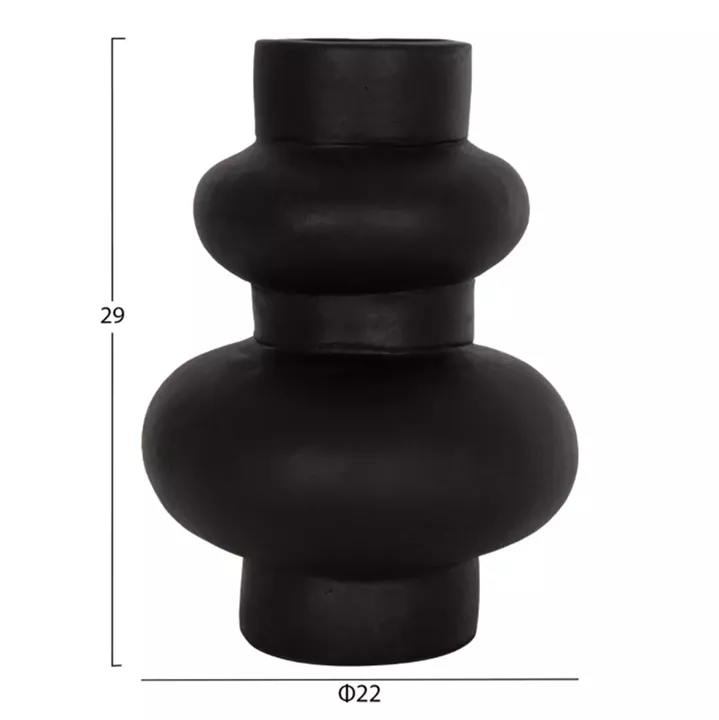 SET OF 3 TABLE DECORATIVE VASES LEKKAN HM21142.01 TERRACOTTA IN WHITE & BLACK