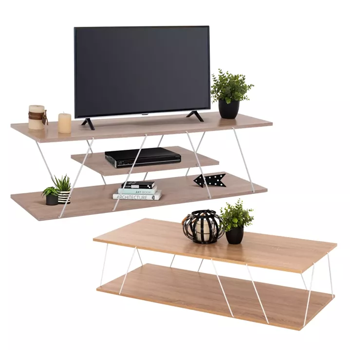 LIVING ROOM COMPOSITION 2PCS TARS HM11771.14 MELAMINE/METAL IN SONAMA-WHITE