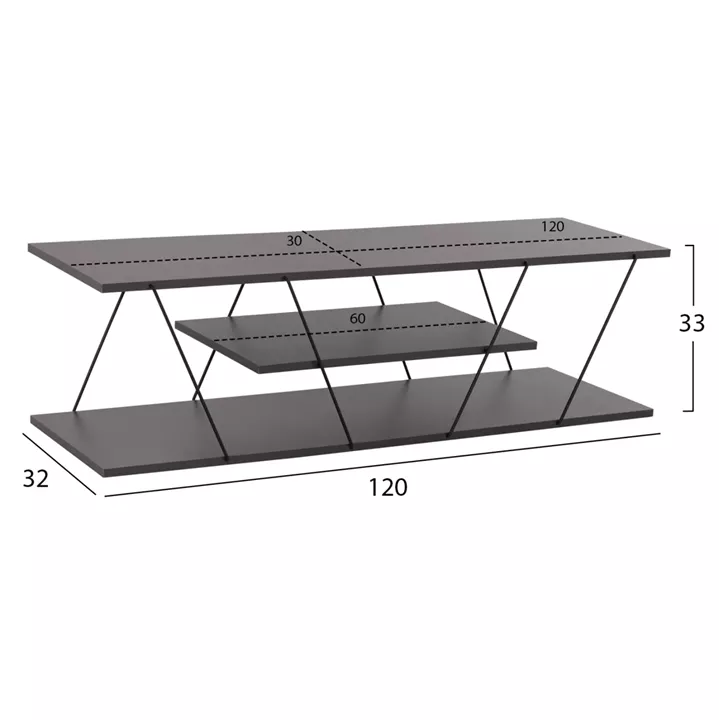 LIVING ROOM COMPOSITION 2PCS TARS HM11771.20 MELAMINE/METAL IN DARK GREY-BLACK