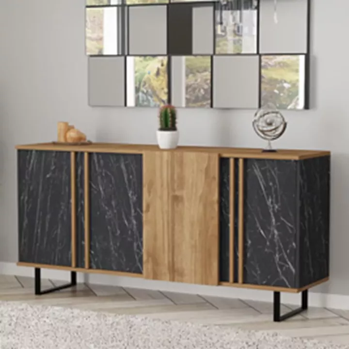 Μπουφές Amanda pakoworld καρυδί-μαύρο 160x40x78.5εκ