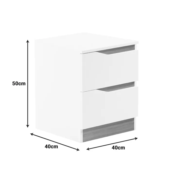 Bedside table Verena II pakoworld in white-sonoma 40x40x50cm