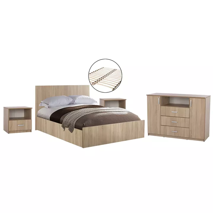 BEDROOM FURNITURE SET 5PCS ADLER HM11758 MELAMINE IN SONAMA OAK-FOR MATTRESS 160x200cm