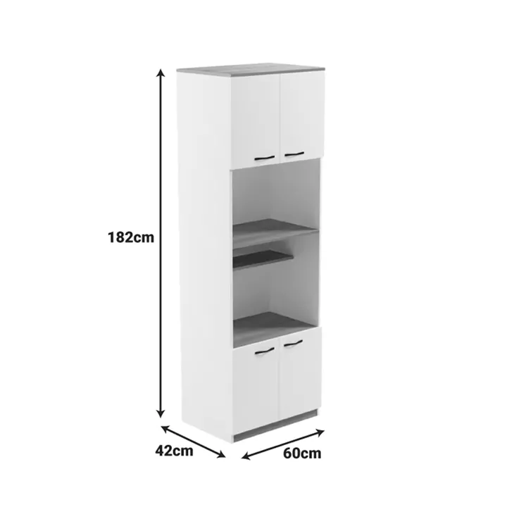 Rowan pakoworld kitchen cabinet in white-sonoma shade 60x42x182cm