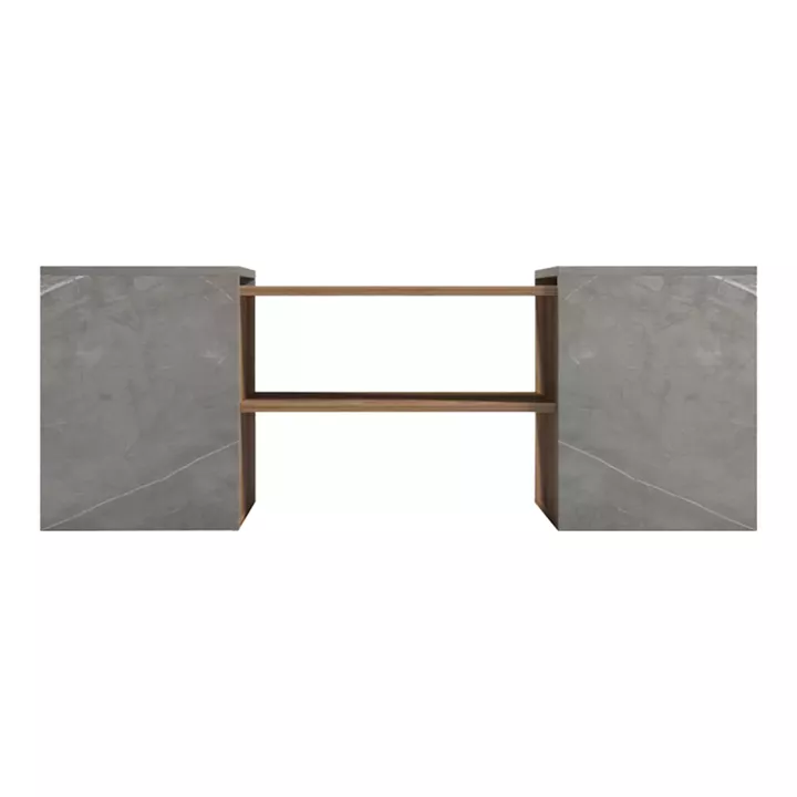 Morfi pakoworld polymorphic coffee table 3pcs in oak-beige marble shade 105x45x37cm