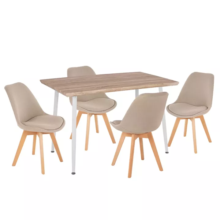 DINING SET 5PCS PALOMA HM10382 MDF TOP IN SONAMA--DINING CHAIRS IN BEIGE