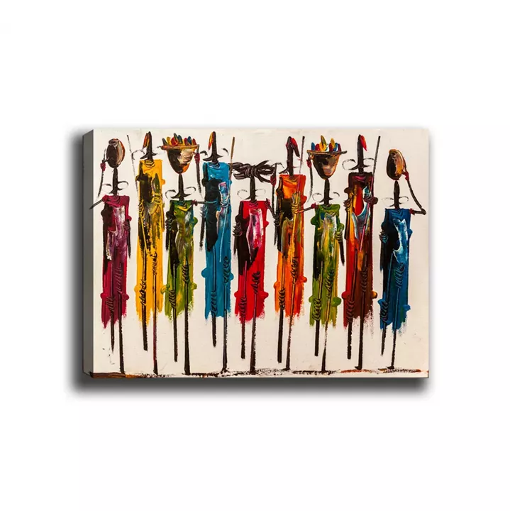 CANVAS PAINTING COLORFUL AFRICAN ART HM7197.02 100X3X70 cm.
