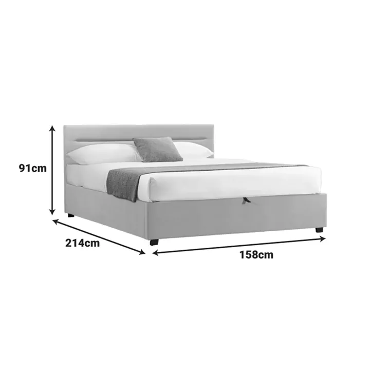Molito pakoworld velvet bed in black shade with storage space 150x200cm