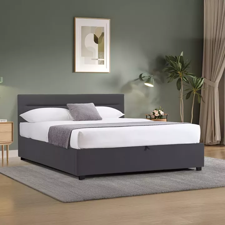 Molito pakoworld velvet bed in black shade with storage space 150x200cm