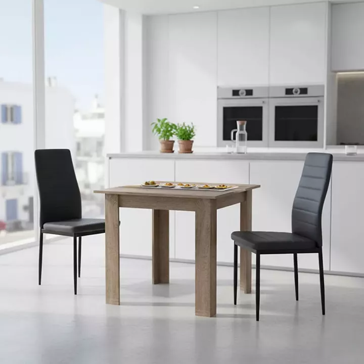Τραπεζαρία Manka-Parker pakoworld σετ 3τεμ mdf σε μαύρη-sonoma truffle απόχρωση 80x80x77εκ
