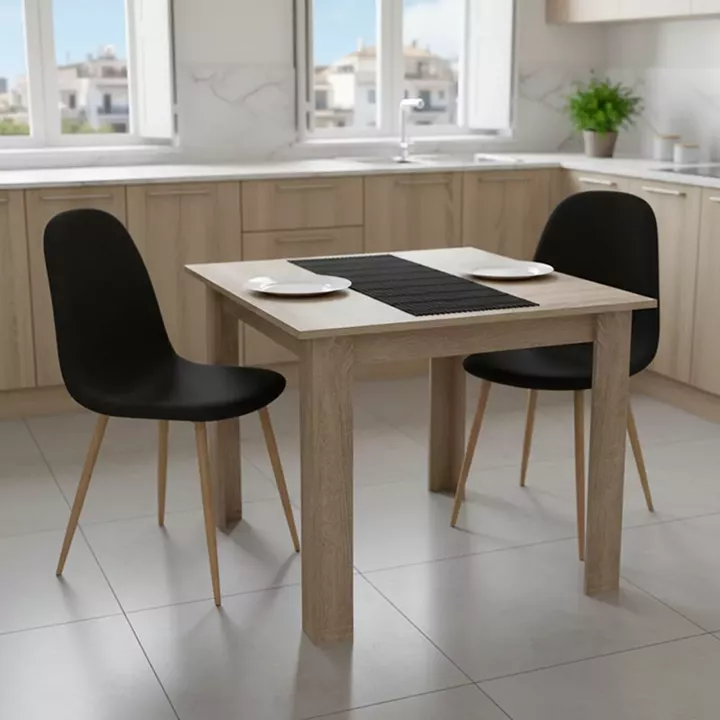 Dining table set of 3 pieces Manka I-Bella pakoworld mdf in sonoma truffle color 80x80x77cm