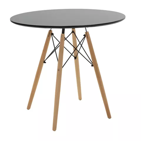 Dining table Julita pakoworld MDF top black-natural color legs D80x73cm